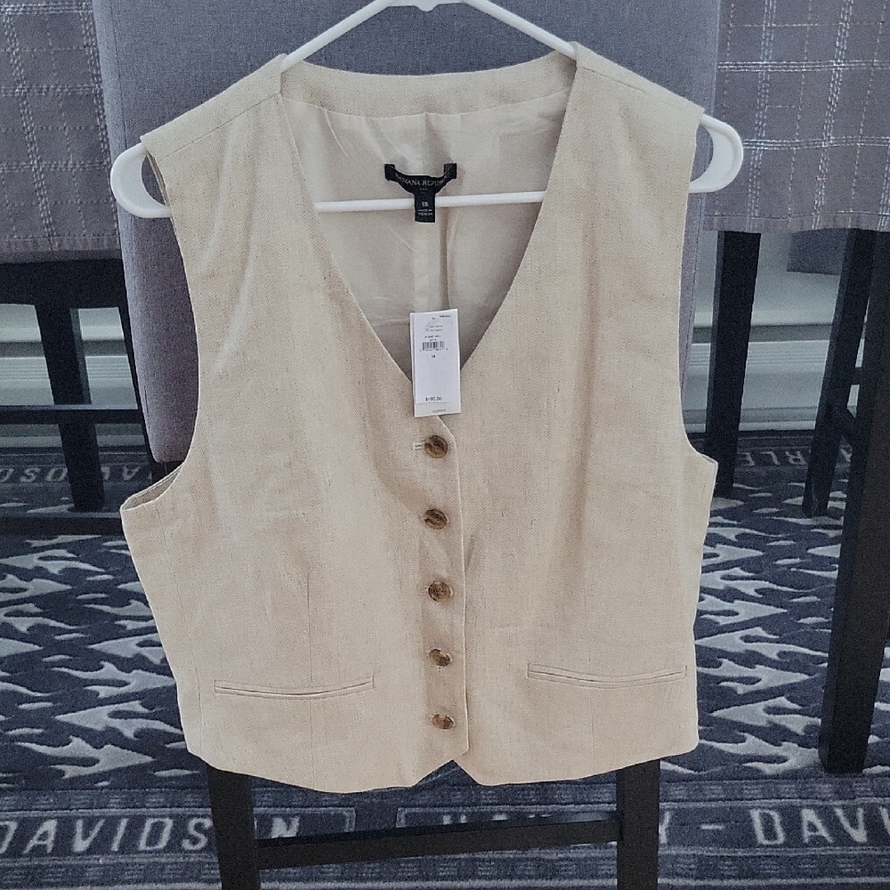Banana Republic Vest, Size 18, Light Taupe/Pebble, NWT - Picture 1 of 10